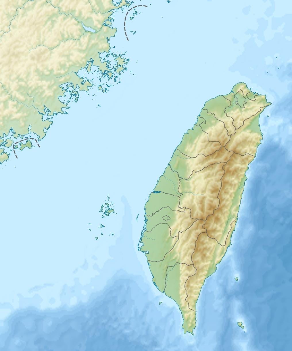 Ramani ya Taiwan mwinuko
