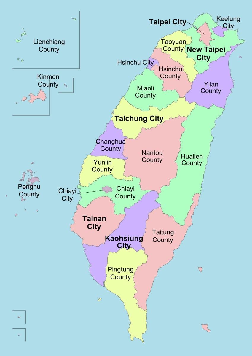 Ramani ya Taiwan ya kisiasa