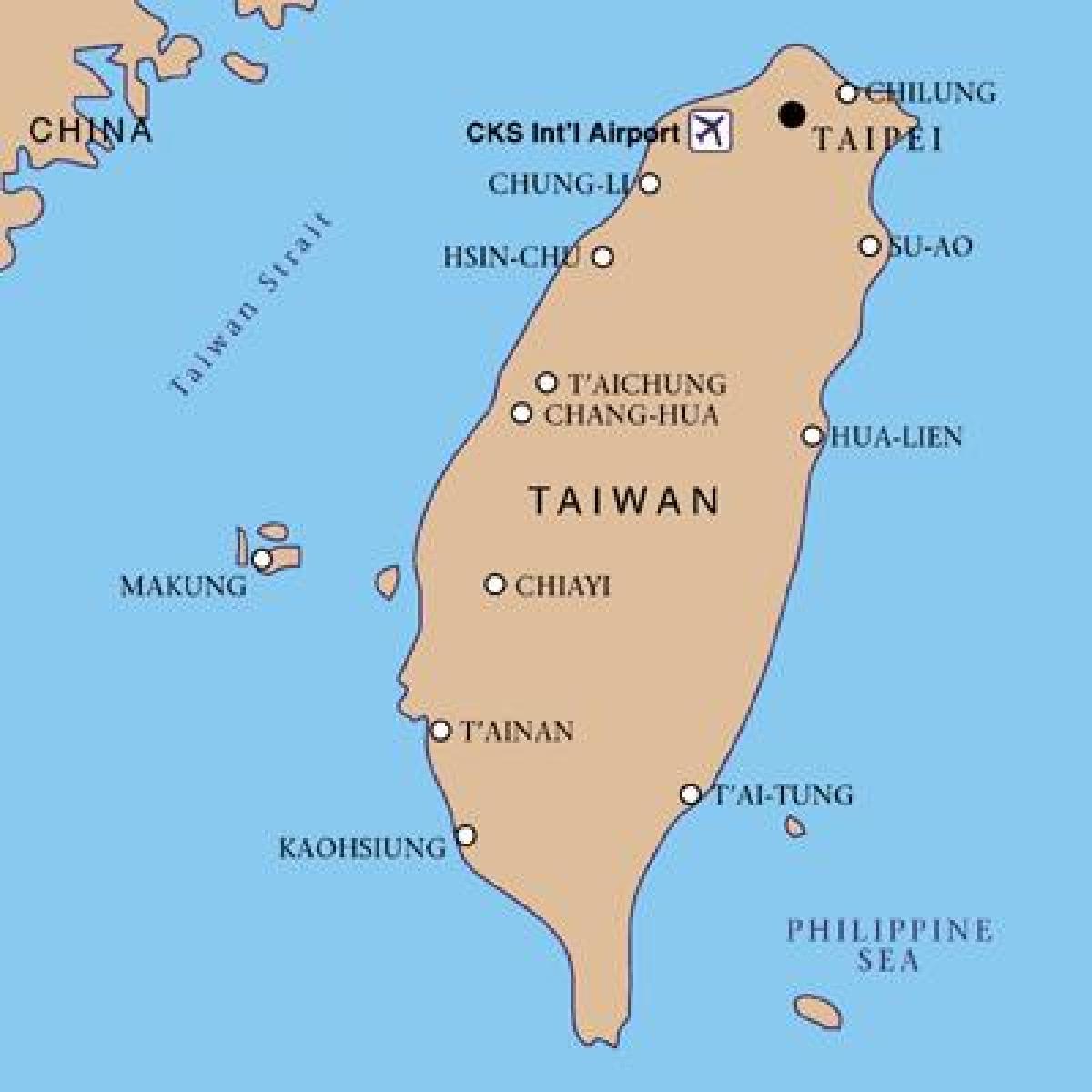 Taiwan uwanja wa ndege wa kimataifa ramani