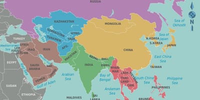 Ramani ya Taiwan na nchi jirani